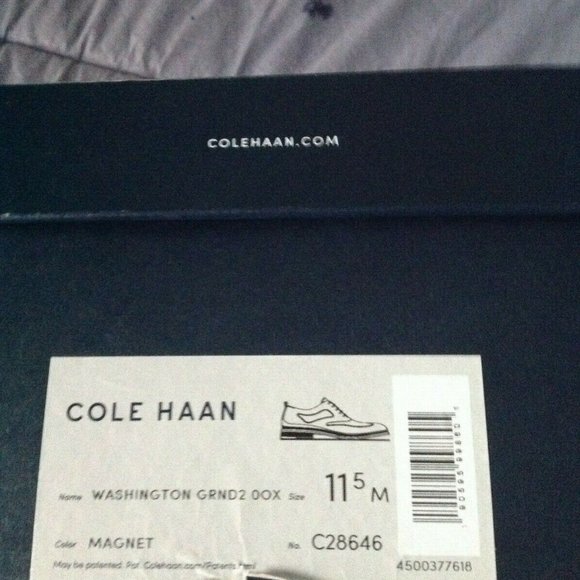 Cole Haan Men's Washington Grand Dark Gray Leather Oxford Dress Shoes 11.5M NIB - Picture 9 of 9